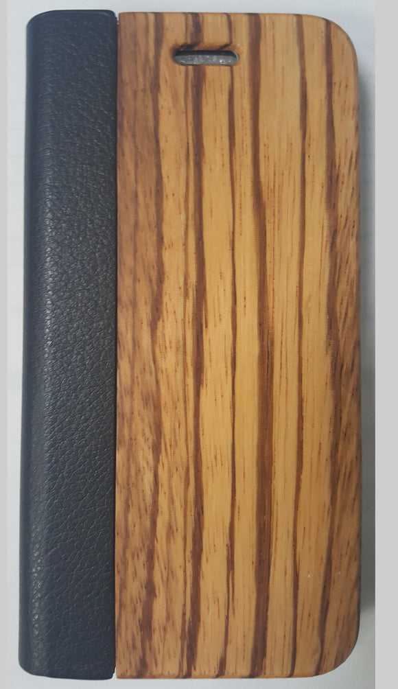Zebra Wood Leather Wallet Flip Case For iPhone 7-8