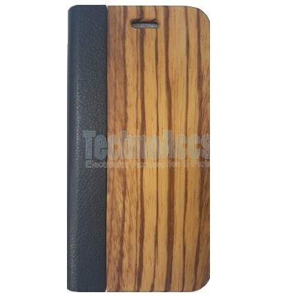 Zebra Wood + Leather Wallet Flip Case for Samsung S8 Plus